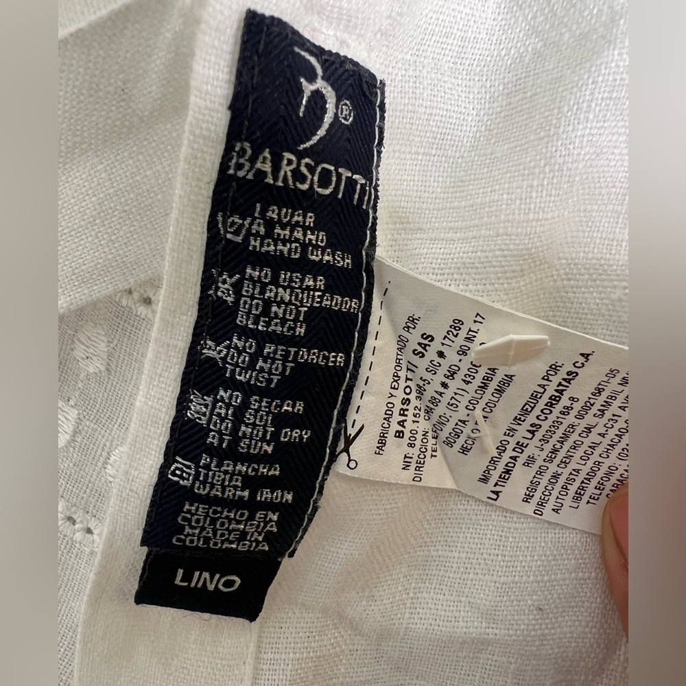 🌴 Barsotti White Linen Guayabera Shirt Men’s Large | Cuban Beach Resortwear 🌞 - Picture 4 of 9